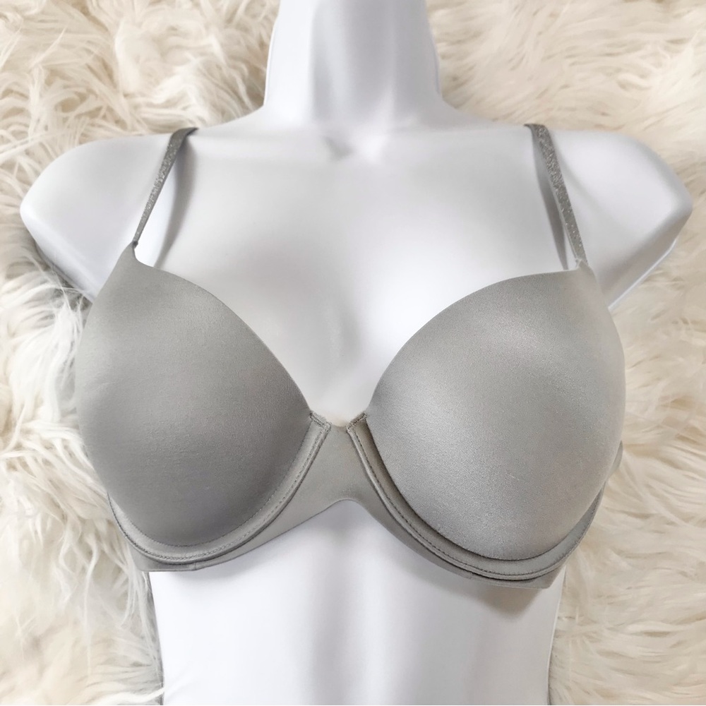 *NWT AERIE SUNNIE GLITTER  LUREX STRAP FULL COVERAGE PUSHUP BRA 36B GRAY/ SILVER